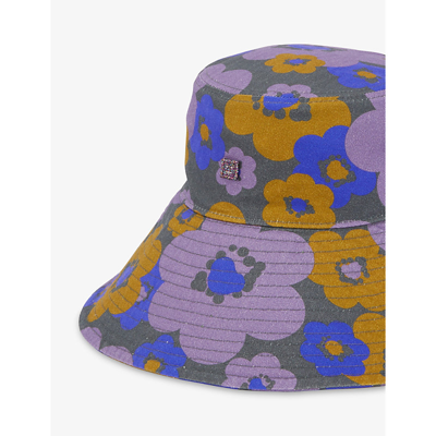 Shop Acne Studios Buko Flower-print Cotton Bucket Hat In Purple/brown
