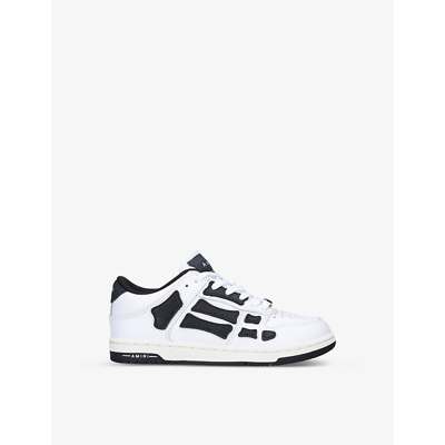 Shop Amiri Boys Blk/white Kids Skeleton Leather Low-top Trainers 4-8 Years