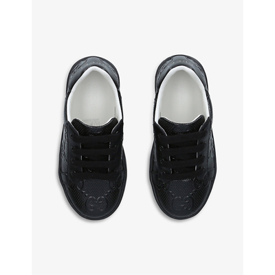 Shop Gucci New Ace Logo-embroidered Leather Trainers 6 Months - 4 Years In Black