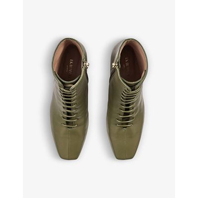 Shop Lk Bennett Women's Gre-olive Arabella Leather Heeled Ankle Boots