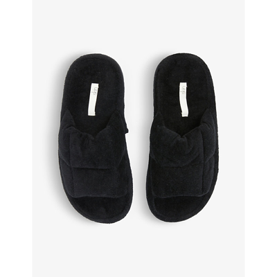 Shop Skin Quilted Open-toe Terry-cotton Slippers In Black