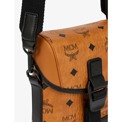 Shop Mcm Portuna Faux-leather Cross-body Bag In Cognac