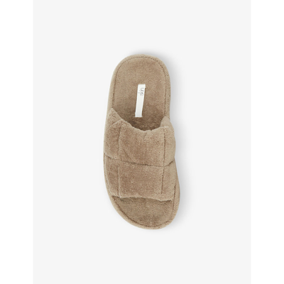 Shop Skin Quilted Open-toe Terry-cotton Slippers In Portobello