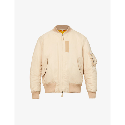 Shop Burberry Graves Padded Relaxed-fit Shell Bomber Jacket In Soft Fawn