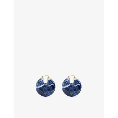 Shop Chloé Jemma Brass And Sodalite Earrings In Night Blue