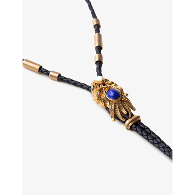 Shop La Maison Couture Sonia Petroff Dragon Fish Leather And 24ct-gold Plated Lariat Necklace In Black Gold
