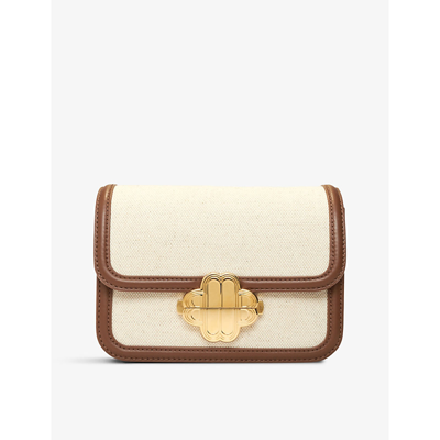 Shop Maje Clover Mini Resort Cotton-blend Handbag In Bruns