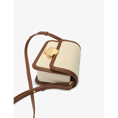 Shop Maje Clover Mini Resort Cotton-blend Handbag In Bruns