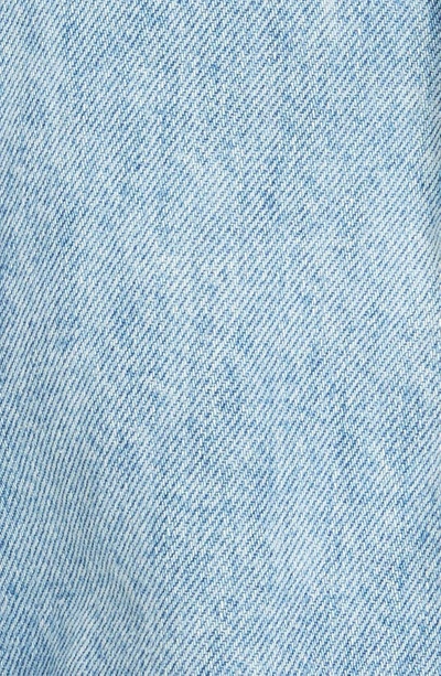 Shop Balmain Six-button Pleated Denim Miniskirt In 6fc 6fc Bleu Jean Clair