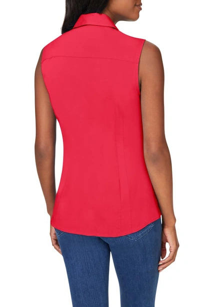 Shop Foxcroft Taylor Non-iron Sleeveless Shirt In Sweet Cherry