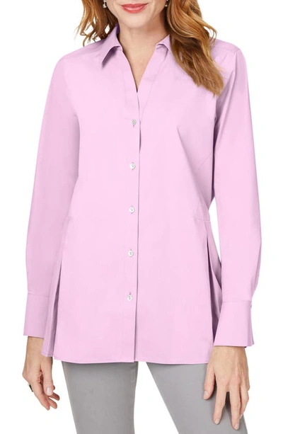 Shop Foxcroft Pippa Pleated Peplum Non-iron Stretch Tunic In Pink Whisper