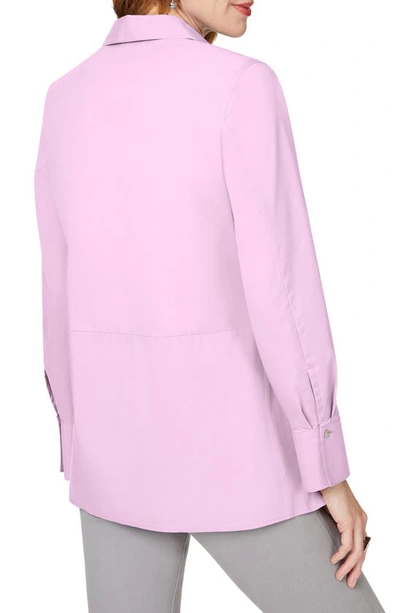Shop Foxcroft Pippa Pleated Peplum Non-iron Stretch Tunic In Pink Whisper