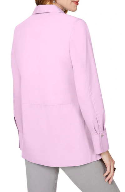 Foxcroft Pippa Pleated Peplum Non-iron Stretch Tunic In Pink Whisper