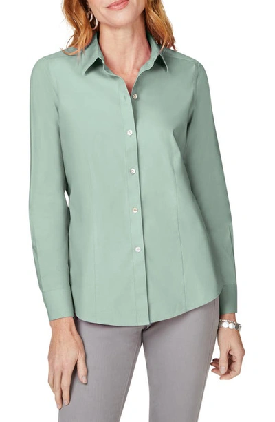 Shop Foxcroft Dianna Non-iron Cotton Shirt In Jade Gem
