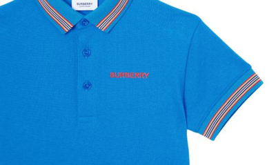 Shop Burberry Kids' Christo Cotton Piqué Polo In Canvas Blue