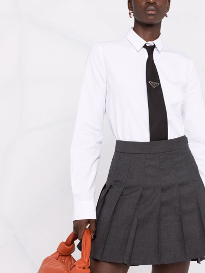 Shop Thom Browne Women  Mini Dropped Back Pleated Skirt In Super 120's Twill In 025 Dark Grey