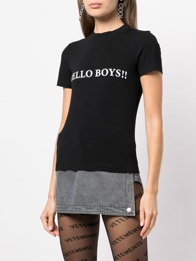 Shop Vetements Women Hello Boys Fitted T-shirt In Black