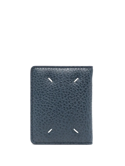 Shop Maison Margiela Four-stitch Leather Card Holder In Blue