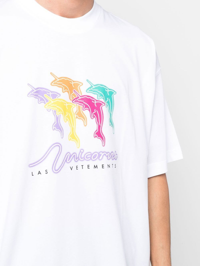 Shop Vetements Unisex Dolphin-unicorn T-shirt In White