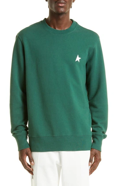 Shop Golden Goose Star Cotton Logo Sweatshirt In Bright Green/ White