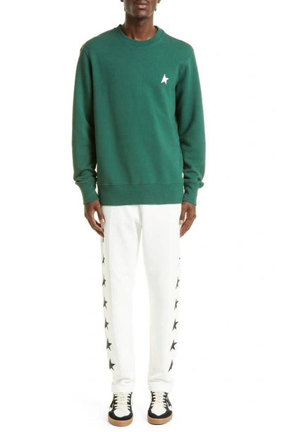 Shop Golden Goose Star Cotton Logo Sweatshirt In Bright Green/ White