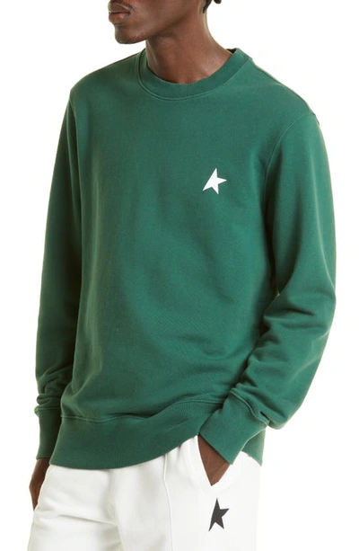 Shop Golden Goose Star Cotton Logo Sweatshirt In Bright Green/ White