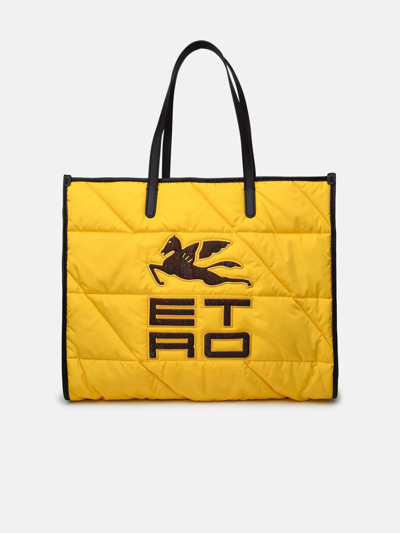 Shop Etro Yellow Nylon Globtter Bag