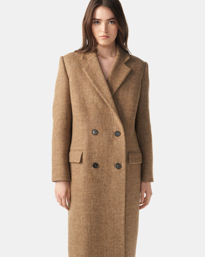 Shop Iro Nolo Long Buttoned Coat In Brown Camel