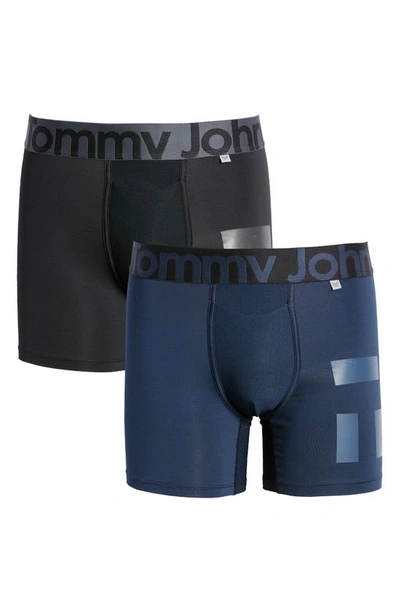 Shop Tommy John 2-pack 360 Sport 4-inch Hammock Pouch™ Boxer Briefs In Dress Blues/ Black