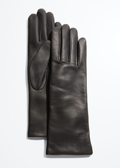 Shop Agnelle Classic Leather Gloves In Gray