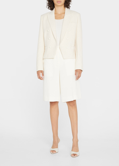 L'agence Brooke Double Breasted Crop Blazer In Ivory In Ecru