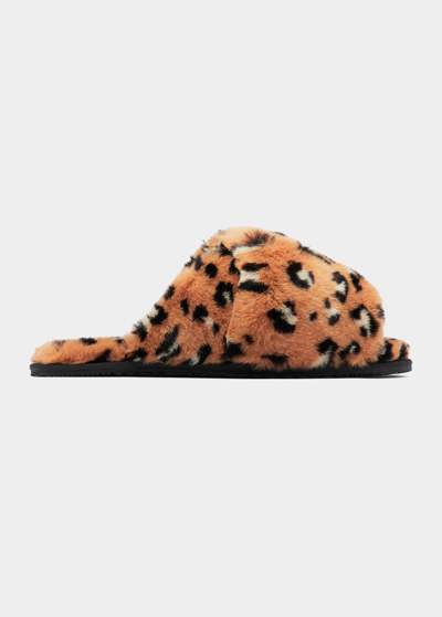 Shop Sorel Go Mail Run Leopard Faux-fur Slippers In Tawny Buff Black