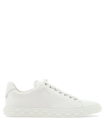 Shop Jimmy Choo Men's  White Leather Sneakers