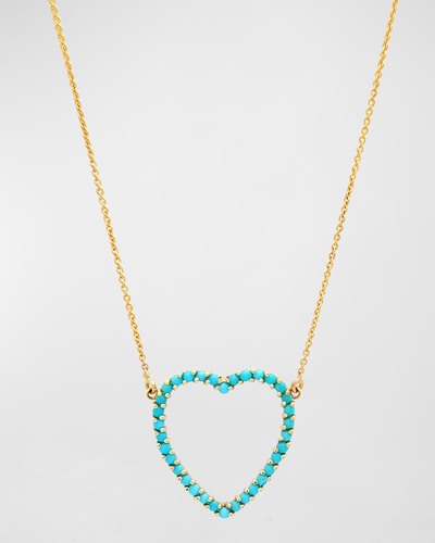 Shop Jennifer Meyer Large Open Heart Necklace In Turquoise