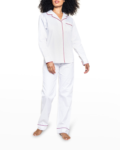 Shop Petite Plume Long Cotton Pajama Set In White