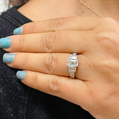 Pre-owned Knr 14k White Gold Emerald Cut Diamond Engagement Ring 2.40ctw Prong Set