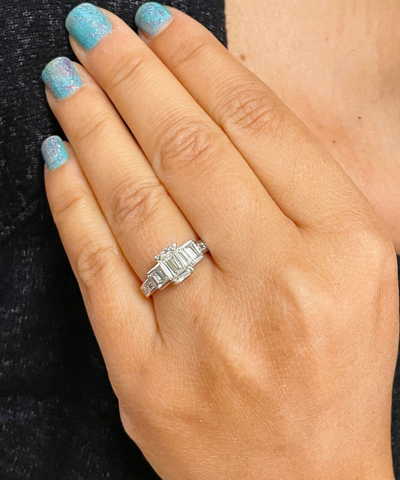Pre-owned Knr 14k White Gold Emerald Cut Diamond Engagement Ring 2.40ctw Prong Set