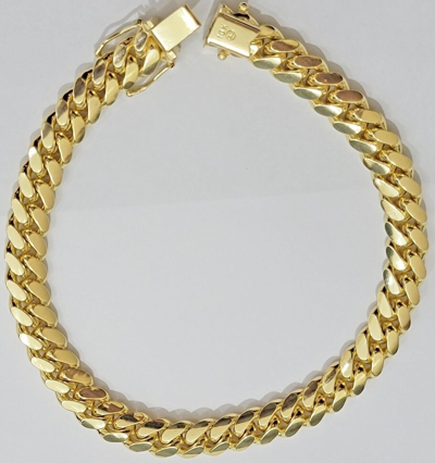 Pre-owned My Elite Jeweler Solid 10k Gold Bracelet 8mm Miami Cuban Link 9" Inch Box Clasp Solid Links, Mens