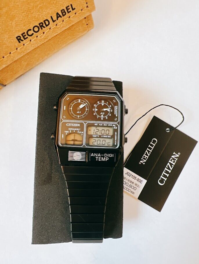 Pre-owned Citizen Ana-digi Temp Jg2105-93e Black Analog Digital Men's Watch From Japan