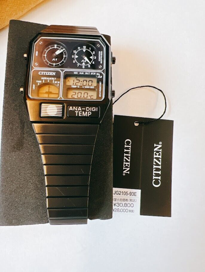 Pre-owned Citizen Ana-digi Temp Jg2105-93e Black Analog Digital Men's Watch From Japan