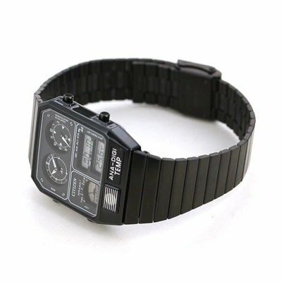 Pre-owned Citizen Ana-digi Temp Jg2105-93e Black Analog Digital Men's Watch From Japan