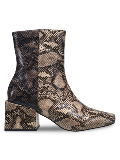 Shop French Connection Women's Toni Snakeskin Embossed Booties In Brown Multi