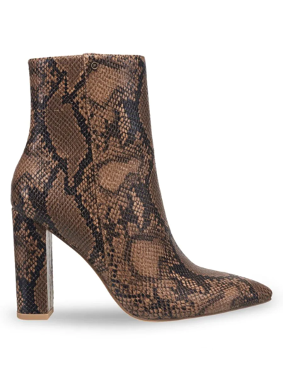 Shop French Connection Women's Tori Snakeskin Embossed Boots In Brown