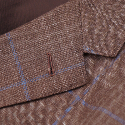 ERMENEGILDO ZEGNA Pre-owned Cocoa Layered Check Cashmere-silk-hemp Sport Coat 44r In Brown