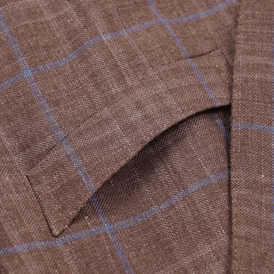 Pre-owned Ermenegildo Zegna Cocoa Layered Check Cashmere-silk-hemp Sport Coat 44r In Brown