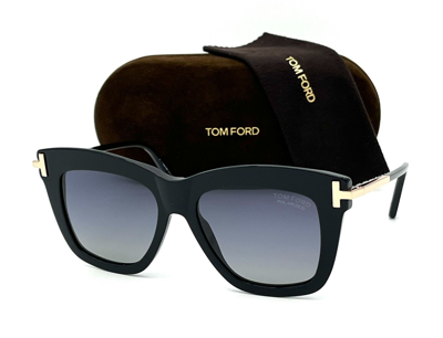 Pre-owned Tom Ford Dasha Ft0822 01d Shiny Black / Smoke Polarized 52mm  Sunglasses Tf0822 | ModeSens