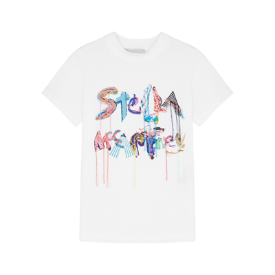 Shop Stella Mccartney White Logo Cotton T-shirt