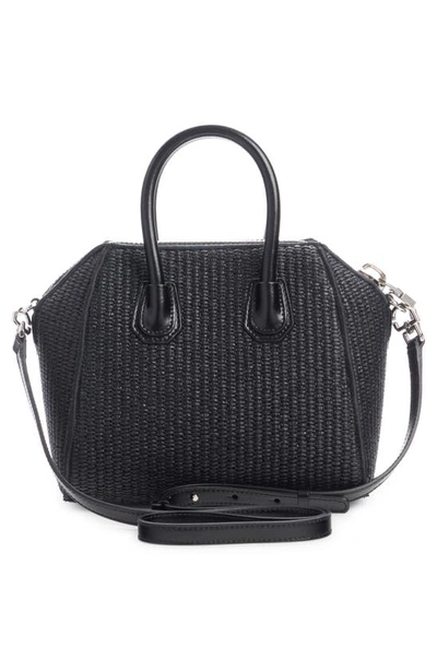 Givenchy Mini Antigona Raffia Top Handle Bag In 001-black