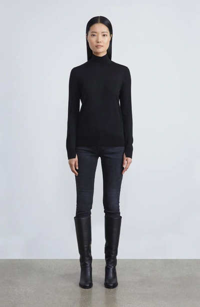 Shop Lafayette 148 Split Neck Kindwool Sweater In Black