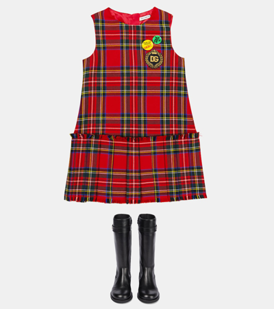 Shop Dolce & Gabbana Checked Wool Dress In Quadri-check-tartan